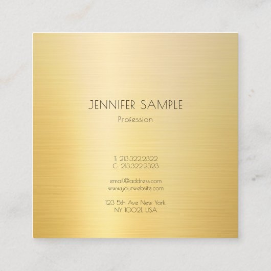 Gouden look Modern Eenvoudig Elegant Professioneel Vierkante Visitekaartje (Achterkant)
