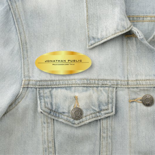 Gouden look Modern Elegant Glam Sjabloon Ovaal Naamplaatje (In situ)