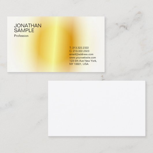 Gouden look Modern Elegant Stijlvol Eenvoudig Ontw Visitekaartje (Voorkant / Achterkant)