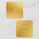 Gouden look Sjabloon Elegant monogram luxe Vierkante Visitekaartje (Voorkant / Achterkant)