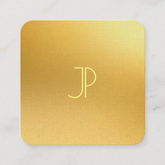 Gouden look Sjabloon Elegant monogram luxe Vierkante Visitekaartje (Voorkant)