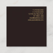 Gouden look tekst Modern Elegant Zwart Fluweel Vierkante Visitekaartje (Achterkant)