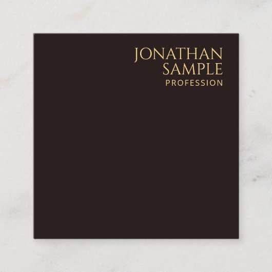 Gouden look tekst Modern Elegant Zwart Fluweel Vierkante Visitekaartje (Voorkant)