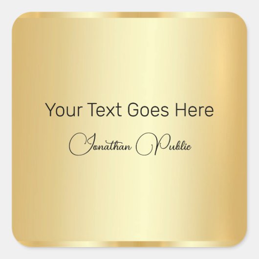 Gouden look van gekalligrafeerd script Sjabloon Vierkante Sticker (Voorkant)