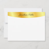 Gouden look wit gepersonaliseerd elegant handschri notitiekaartje (Achterkant)