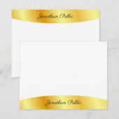 Gouden look wit gepersonaliseerd elegant handschri notitiekaartje (Voorkant / Achterkant)