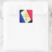 Gouden Lorraine-kruis & Franse vlag / Frankrijk Vierkante Sticker (Tas)