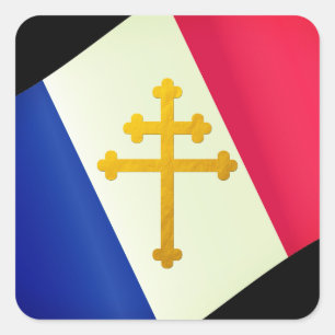 Gouden Lorrainekruis & Franse vlag / Frankrijk Vierkante Sticker