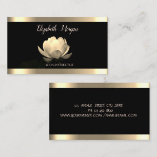 Gouden Lotus Bloem Gouden Streep Zwarte Yoga  Visitekaartje