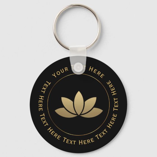 Gouden Lotus Bloem Sleutelhanger (Voorkant)