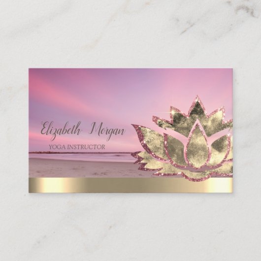 Gouden Lotus Bloem Strand Instructeur Visitekaartje (Voorkant)