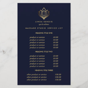 Gouden Lotus Blue Spa & Massage Prijzen & Dienst Flyer
