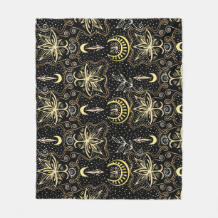 Gouden Lotus: Crescent Elegance. Fleece Deken