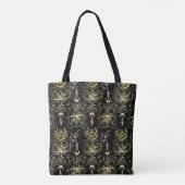 Gouden Lotus: Crescent Elegance. Tote Bag (Achterkant)