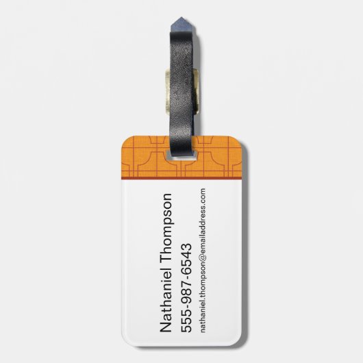 Gouden Lotus Grid Patroon - De Witte Lotus Bagagelabel (Achterkant verticaal)