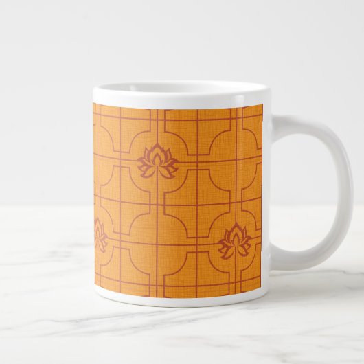 Gouden Lotus Grid Patroon - De Witte Lotus Grote Koffiekop (Rechts)