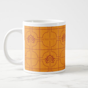 Gouden Lotus Grid Patroon - De Witte Lotus Grote Koffiekop