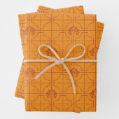 Gouden Lotus Grid Patroon - De Witte Lotus Inpakpapier Vel (In situ)