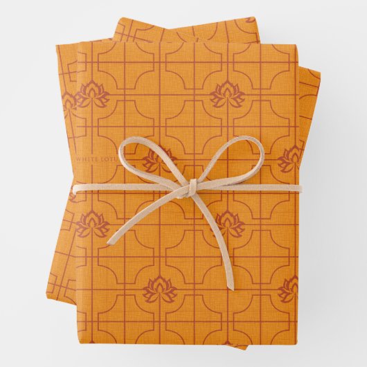 Gouden Lotus Grid Patroon - De Witte Lotus Inpakpapier Vel (In situ)
