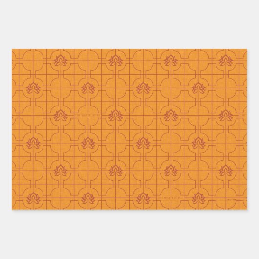 Gouden Lotus Grid Patroon - De Witte Lotus Inpakpapier Vel (Voorkant)