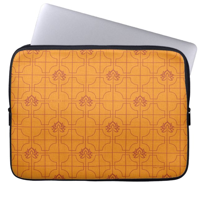 Gouden Lotus Grid Patroon - De Witte Lotus Laptop Sleeve (Voorkant)