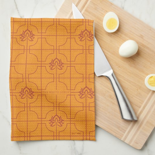 Gouden Lotus Grid Patroon - De Witte Lotus Theedoek (Quarter Fold)