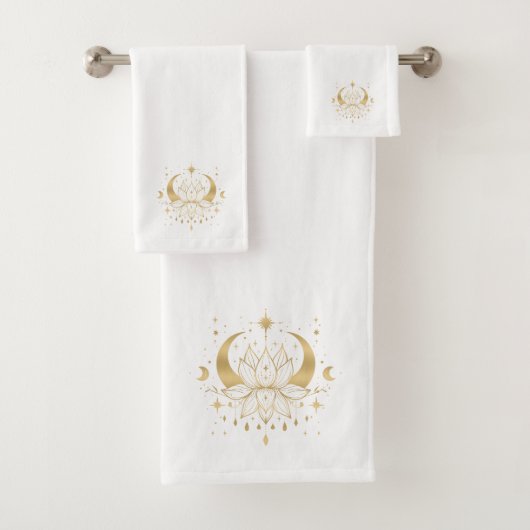 Gouden Lotus & Halve Maan Bad Handdoek (Insitu)