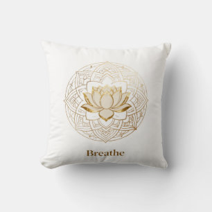 Gouden Lotus Mandala "Breathe" Yoga & Meditatie G Kussen