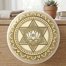 Gouden Lotus Mandala Heilige Geometrie Keramische Knop