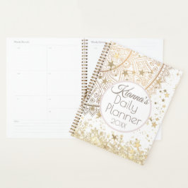 Gouden Lotus Mandala met Gold Stars Daily Planner