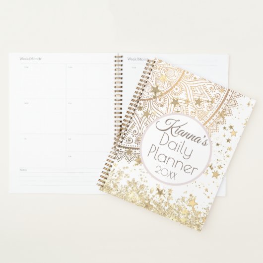 Gouden Lotus Mandala met Gold Stars Daily Planner (Display)