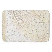 Gouden Lotus Mandala met Gouden Sterren op Wit Badmat (Voorkant)