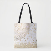 Gouden Lotus Mandala met Gouden Sterren op Wit Tote Bag (Voorkant)