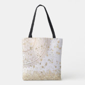 Gouden Lotus Mandala met Gouden Sterren op Wit Tote Bag (Achterkant)