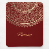 Gouden Lotus Mandala op Rood Gepersonaliseerd Muismat (Voorkant)