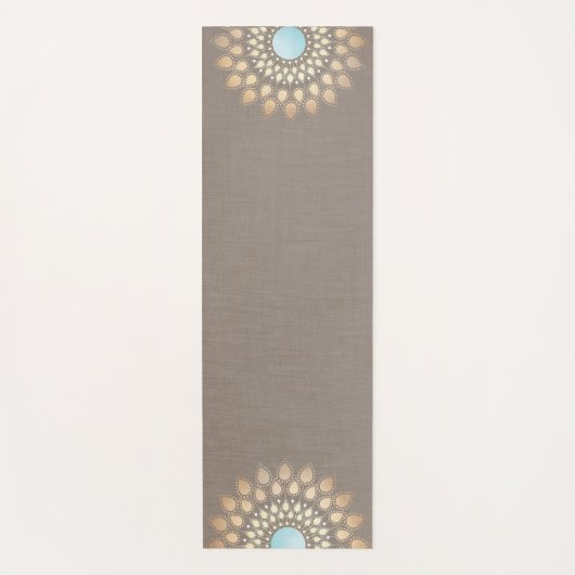 Gouden Lotus Mandala Taupe Yogamat (Voorkant)