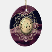 Gouden Lotus OM Mandala Lavendel Marmer Keramisch Ornament (Rechts)