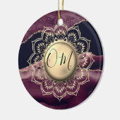 Gouden Lotus OM Mandala Lavendel Marmer Keramisch Ornament (Links)