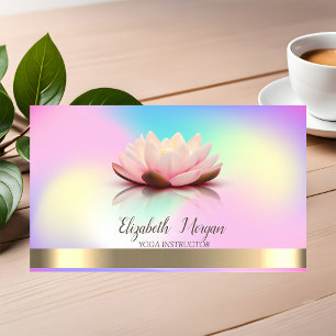 Gouden Lotus Ombre Holografisch Yoga-instructeur Visitekaartje