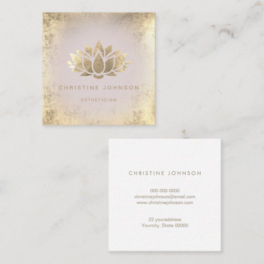 Gouden Lotus ontwerp Vierkante Visitekaartje (Voorkant / Achterkant)