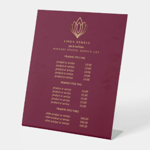 Gouden Lotus Robijn Spa & Salon Prijzen & Dienst Reclamebord Met Voetstuk