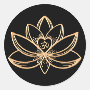 Gouden Lotus Ronde Sticker