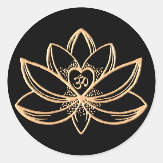Gouden Lotus Ronde Sticker (Voorkant)