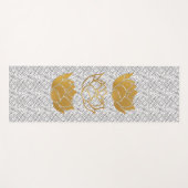 Gouden Lotus Silhouetten op Zwart & Wit Patroon Yogamat (Voorkant (horizontaal))