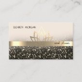 Gouden Lotus Streep Zwart Sequins Visitekaartje (Voorkant)