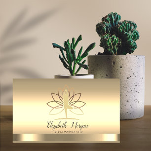 Gouden Lotus Vrouwen Silhouet Yoga-instructeur Visitekaartje