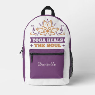 Gouden Lotus & "Yoga geneest de ziel" Quote Aanpas Bedrukte Rugzak