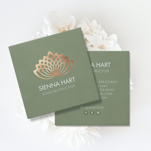 Gouden Lotus Yoga Instructeur Vierkante Visitekaartje