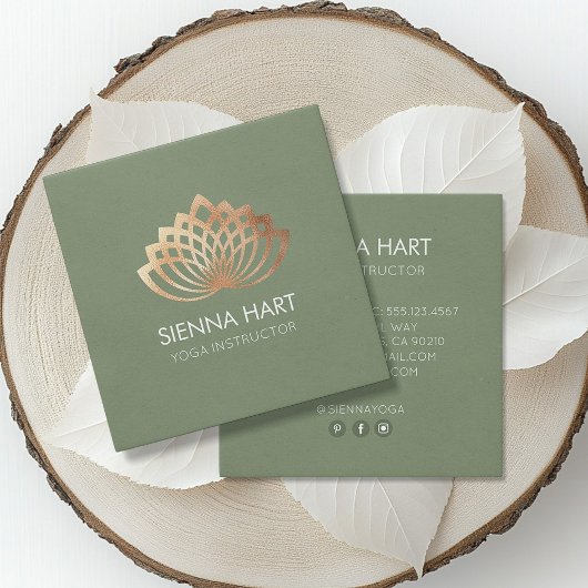 Gouden Lotus Yoga Instructeur Vierkante Visitekaartje