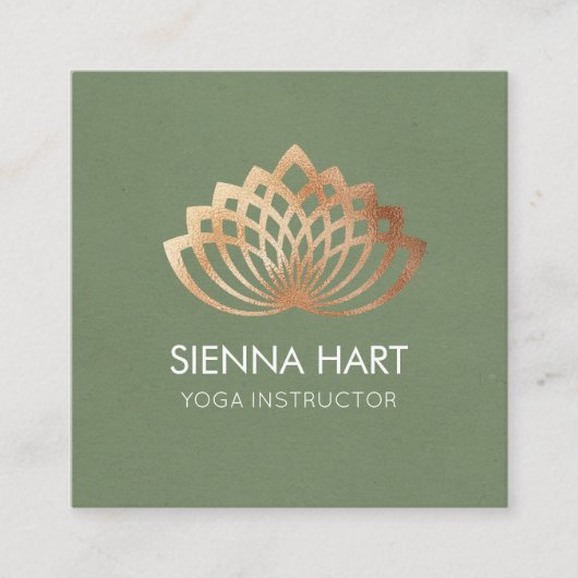Gouden Lotus Yoga Instructeur Vierkante Visitekaartje (Voorkant)